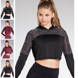 Ivy Sky Printed Mesh Hoodie in Black, Size M (10/12)